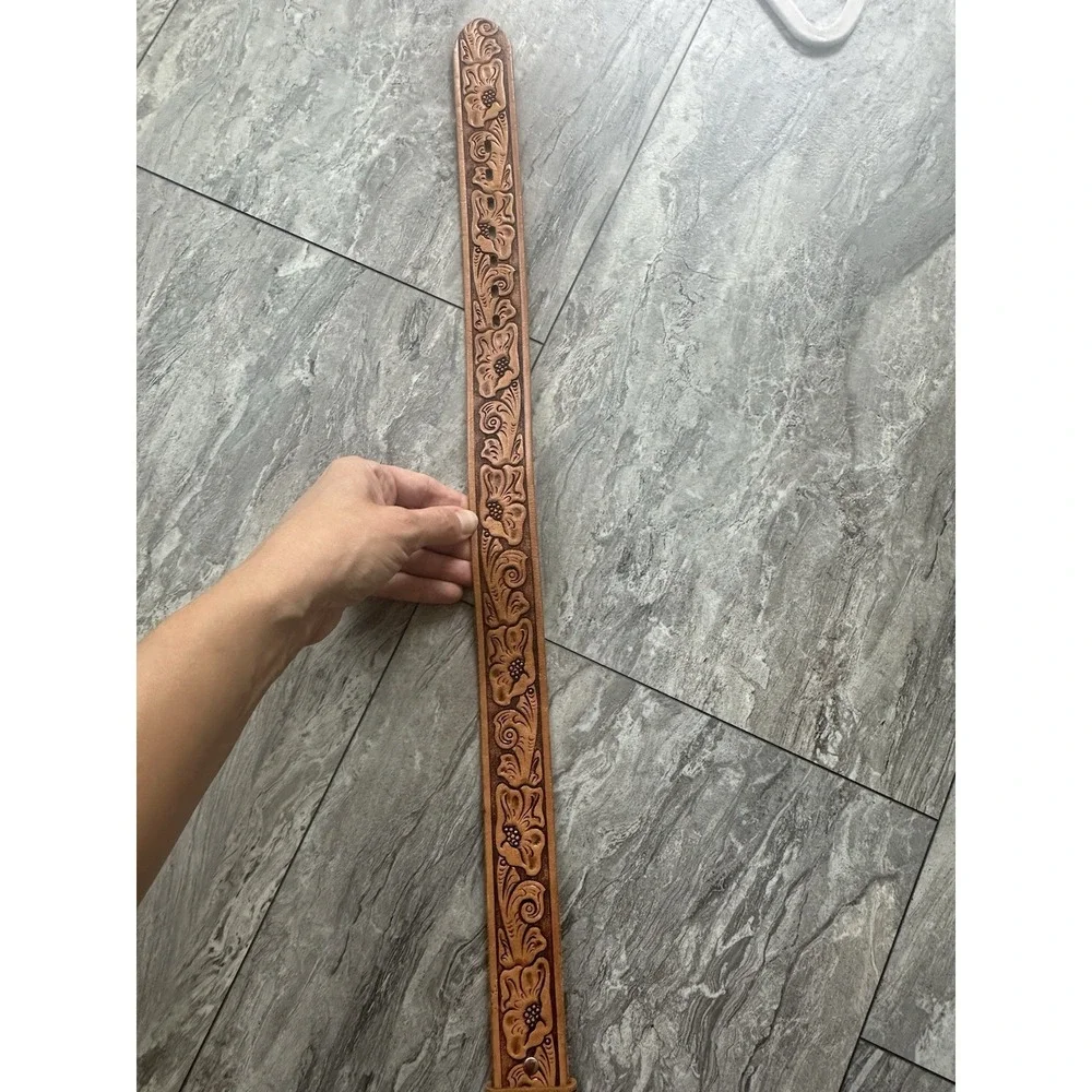 Vintage Chambers Belt Co Youth Size 22 Tooled Leather Western‎ Horse Buckle USA